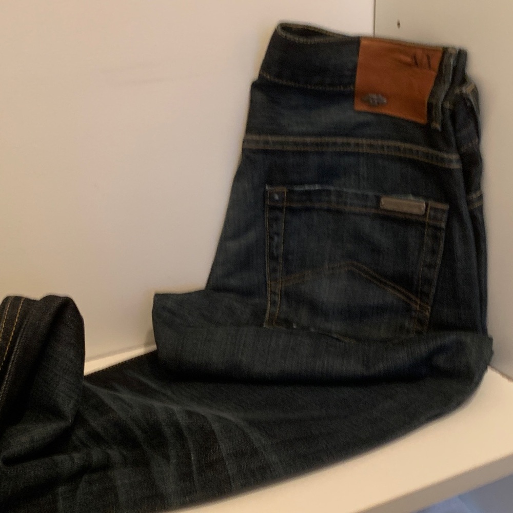 Armani Exchange Dark Blue Jeans with Brown Accents